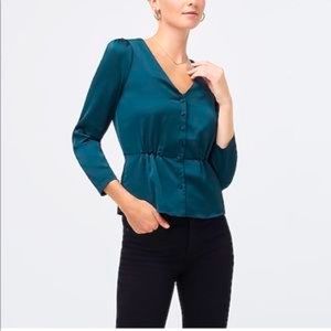 NWOT J.Crew Green Satin Peplum